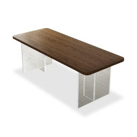 Hokku Designs 62.99" Ash + Acrylic Brown Rectangular Dining Table