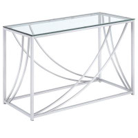 Ivy Bronx Leom Glass Top Rectangular Sofa Table Accents Chrome