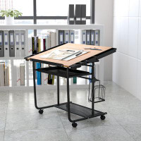 Symple Stuff Topps Adjustable Drawing and Drafting Table with Frame and Dual Wheel Casters