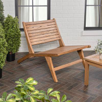 Union Rustic Kristna Mid-Century Modern Wood Armless Outdoor Patio Chair
