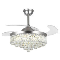 House of Hampton Modern 42" Crystal Ceiling Fan With Light Kit And Remote Control