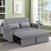 Latitude Run® Latitude Run® 55" Convertible Sleeper Sofa Bed With Pull Out Couch, Velvet Tufted Button Backrest Loveseat