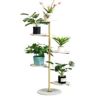 Everly Quinn Metal Plant Stand Indoor Outdoor, Marble 5tier H49inch Tall Planter Stand Corner Flower Pot Holder Multiple