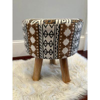 Foundry Select Handmade Round Upholstered Cloth Stool