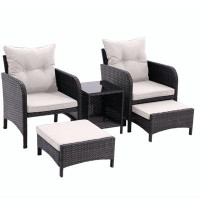 Red Barrel Studio 5 Piece Outdoor Patio Furniture Set with Armrest and Removable Cushions