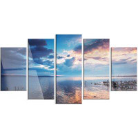 Design Art 'Dramatic Sky Over Sunset Lake' 5 Piece Photographic Print on Metal Set