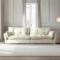 HOUZE 94.47" White Velvet Modular Sofa cushion couch