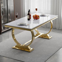 Mercer41 White And Gold  Dining Room Table