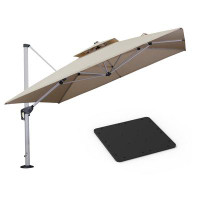 Hokku Designs Hokku Designs 11 Feet Square  Double Top Deluxe Patio Umbrella with Steel Plate Base