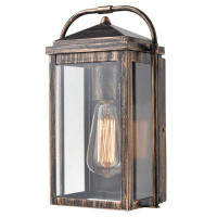 17 Stories Bronze Outdoor Wall Light Fixture with Clear Glass Shade