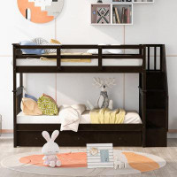 Harriet Bee Twin-Over-Twin Bunk Bed With Three Drawers For Bedroom
