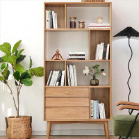 Eden Rim 35.43"Burlywood Standard Solid Wood Bookcases