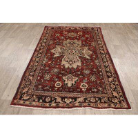 Isabelline One-of-a-Kind Cajsa Hand-Knotted 1950s Mahal Red 4'4" x 6'7" Wool Area Rug