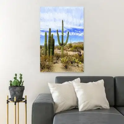 Foundry Select Cactus Plants On Brown Field Under Blue Sky During Daytime - 1 Piece Rectangle Graphic Art Print On Wrapp