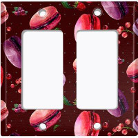 WorldAcc Metal Light Switch Plate Outlet Cover (Colourful Macaron Treat Red Maroon  - Double Rocker)