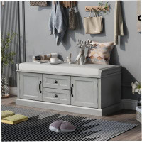Wildon Home® Vida Entryway Storage Shoe Bench with Removable Cushion, Drawers and Cabinets
