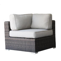 Ebern Designs Minnesota Brown Wicker Sectional Corner Chair With Cushions
