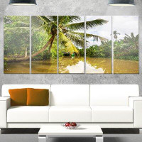 Made in Canada - Design Art 'Tropical River with Bent Coconut Palm' 5 Piece Photographic Print on Metal Set
