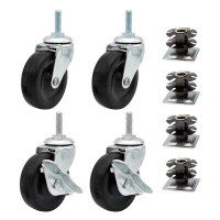 Outwater 1-1/4" Round Metal Double Star Caster Insert | 5/16-18 Threaded Stem | 2" Wheel Diameter Industrial Casters | 2