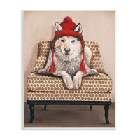 Stupell Industries Winter Husky Red Pom Hat Chic Livingroom Chair Stretched Canvas Wall Art By Kamdon Kreations