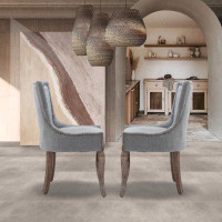 August Grove Vintage Solid Wood Leg Fabric Dining Chair, Set Of 2