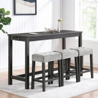 Gracie Oaks Bar Table With Stools, Breakfast Bar Sets, Bar Height Dining Table