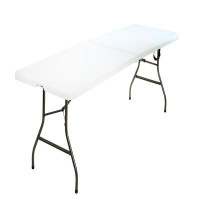 Arlmont & Co. 8 Foot X 30 Inch Fold-In-Half Blow Molded Folding Table, White