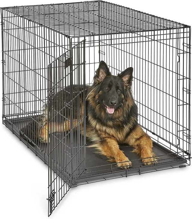 XL Dog Crate | MidWest iCrate Folding Metal Dog Crate | Divider Panel, Floor Protecting Feet, Leak-Proof Dog Tray | 48L in Accessories