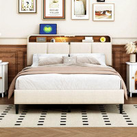 Wrought Studio Full Size Upholstered Platform Bed With Storage Headboard, Sensor Light And A Set Of Sockets And USB Port