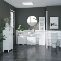 Bathroom Storage Cabinet 15.7" x 10.6" x 67.5" White