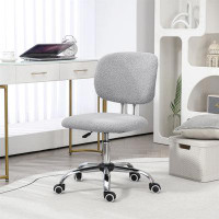 Latitude Run® Cute Armless Office Chair, Teddy Fleece Fabric Computer Desk Chair, Vanity Task Chair With Adjustable Heig