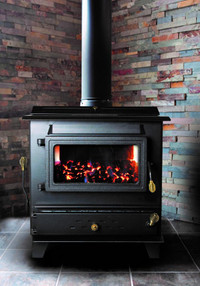 Hitzer 50-93 Gravity Fed Hopper Stove  Free Standing Heater (Radiant / Blower Option) Can Operate wo Electricity