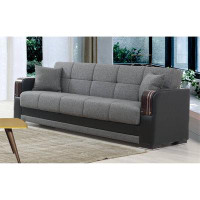Ivy Bronx 65" Leather Match Square Arm Sofa Bed