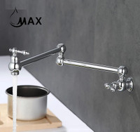 Pot Filler Faucet Double Handle Traditional Wall Mounted With Accessories Chrome Finish