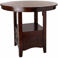Red Barrel Studio Dining Table Round Counter height Dining Table w Shelve 1pc Table Only Solid wood