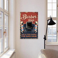Trinx Hairdresser Barber Shop Life Is too Short for Bad Hair - Wrapped Canvas Graphic Art
