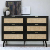 Bay Isle Home™ Sunol 46.66''wide 6-drawer Rattan Dresser
