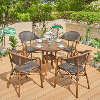 Bayou Breeze Outdoor Leisure Mesh Cloth Table And Chair 1 dining table, 4 chairs with arms Round