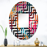 Design Art Colorful Neon Jungle Flash I - Maze Decorative Mirror|Oval