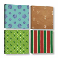 The Holiday Aisle® 'Winter Wrapping Paper' - 4 Piece Wrapped Canvas Print Set