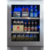 XO Appliance XO 24" 145 Cans 5.7 Cubic Feet Built-In Beverage Refrigerator with Wine Storage and with Glass Door