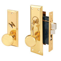 Prime-Line 2-1/2 In. Backset, Entrance Mortise Lockset, Wrought Solid Brass