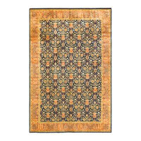 The Twillery Co. Hayner One-of-a-Kind Hand-Knotted New Age 6'1" x 9'1" Wool Area Rug in Blue/Yellow