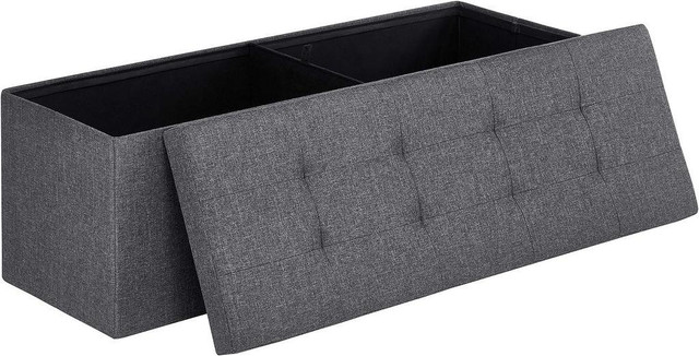 NEW 43 IN FOLDING GRAY STORAGE BENCH FOOTREST PADDED SEAT ULSF77K in Other in Edmonton