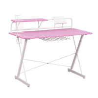 Rosefray Techni Sport Ts-200 Carbon Computer Gaming Desk With Shelving, Pink