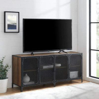 My Lux Decor 4 Door Metal Mesh Tv Console Home Furniture For Modern Television Suitable For Up To 65" Tv Wall Cabinet 60