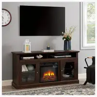 Red Barrel Studio TV Stand for TV up to 60", Media Console with 18" Fireplace Insert