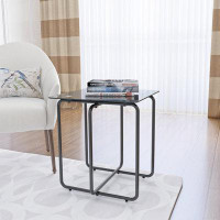 Wrought Studio Halona Glass Sled End Table