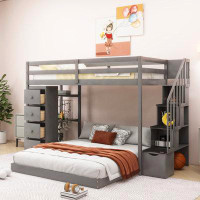 Harriet Bee Kids Twin Over Full Bunk Bed with Drawers