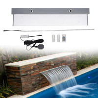 Arlmont & Co. Mirelez 36" Waterfall Spillway Acrylic LED Pool Fountain 7 Colours RF Remote Control Garden Outdoor